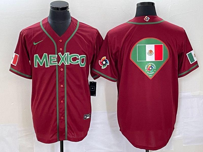 Men 2023 World Cub Mexico Blank Red Nike MLB Jersey30